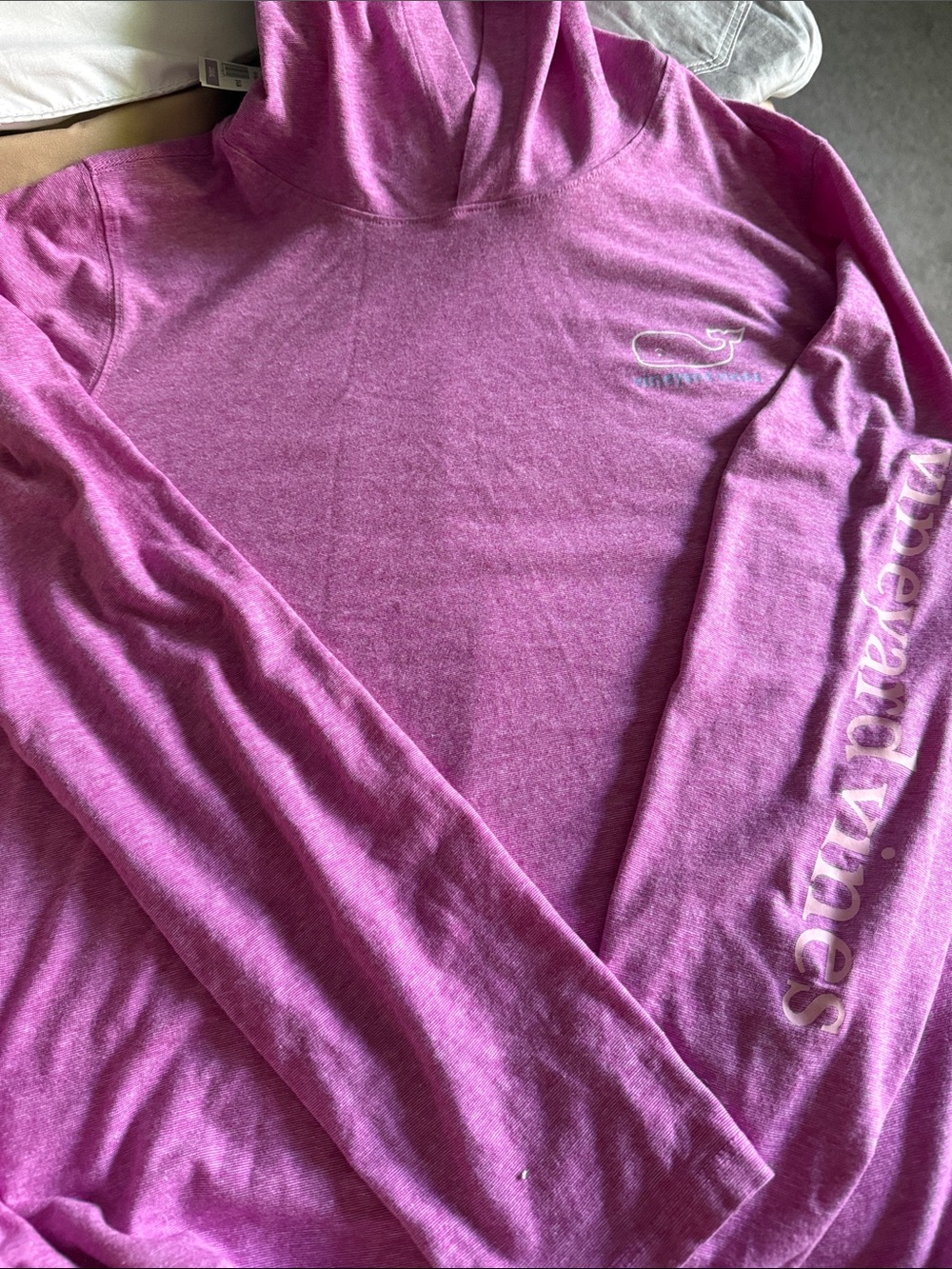 Vineyard Vines Purple-Pink Striped Logo Tee - long sleeve